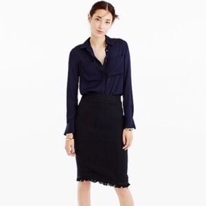 J Crew | Tweed Pencil Skirt With Fringe - 14 Tall